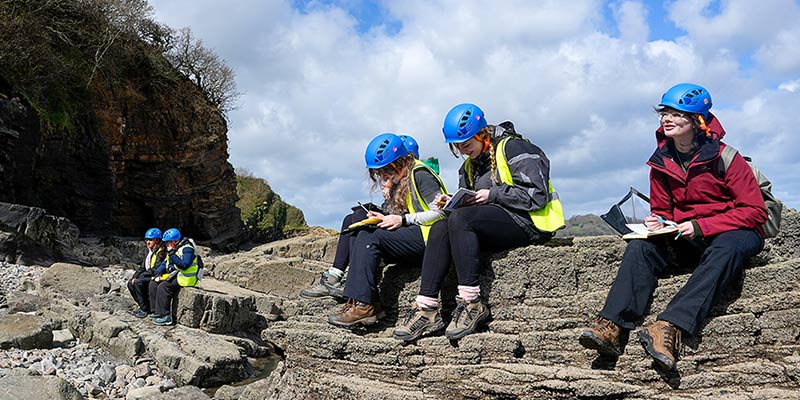 Earth sciences students on a field trip