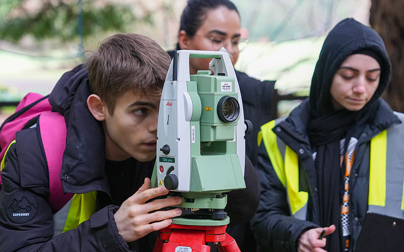 students on a civil engineering fieldtrip