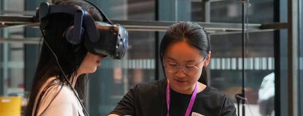 Student wearing 3d googles