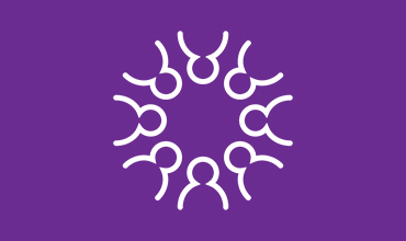 icon of a circle of people on a purple background