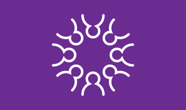 icon of a circle of people on a purple background