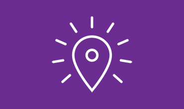 icon of location marker on a purple background