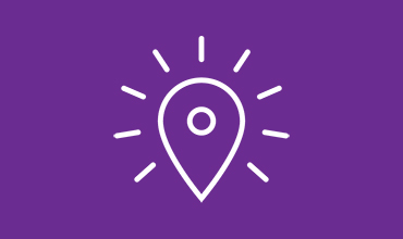 icon of location marker on a purple background