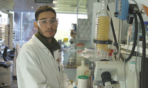 Toufic, a postgraduate researcher, in a lab