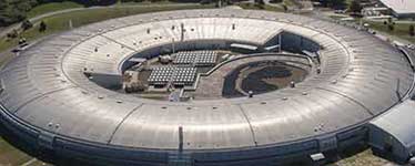 Grey unusual ringed shaped building
