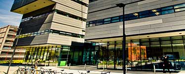 glass building with bicycles outside