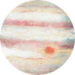 Pastel watercolour circle with soft horizontal stripes.