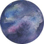 Blue and purple galaxy-style watercolour circle.