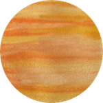 Orange and yellow striped watercolour circle.