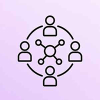 A black outlined icon of three arrows pointing in different directions; left, right, and up, originating from a single point
