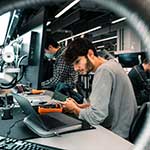 Students in a lab testing electrical equipment